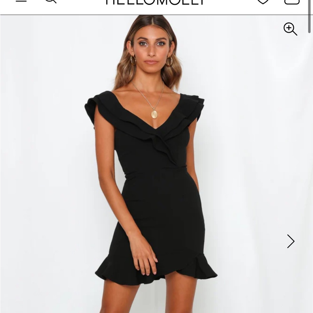 Hello Molly black ruffle mini dress, size S (US 4)